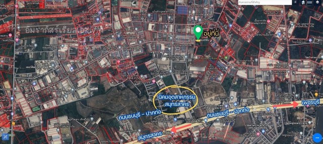 ขายที่ดินเปล่าพร้อมถม ติดนิคมอุตสาหกรรมสมุทรสาคร ต.ท่าทราย อ.เมือง จ.สมุทรสาคร  ผังเมืองสีชมพู เนื้อที่ 12ไร่ 