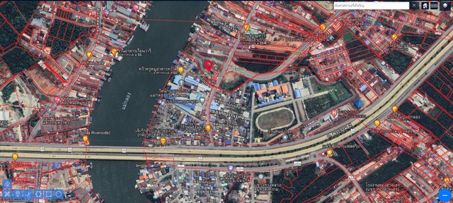 ขายที่เปล่าติดแม่น้ำแม่กลอง ที่เปล่าติดถนนราษฎร์ประสิทธิ์  ผังเมืองสีส้มที่ดินบางจะเกร็ง  ต.บางจะเกร็ง อ.เมือง จ.สมุทรสงคราม